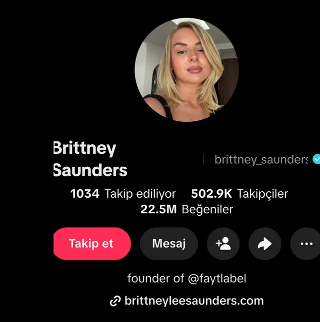 Brittney Saunders TikTok profili: 502.9K takipçi, 22.5M beğeni, founder of @faytlabel