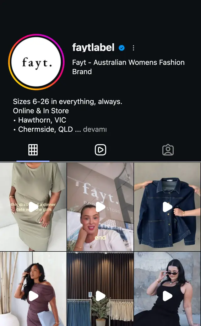 faytlabel Instagram profili: Fayt - Australian Womens Fashion Brand, Sizes 6-26 in everything, always, video ızgarası