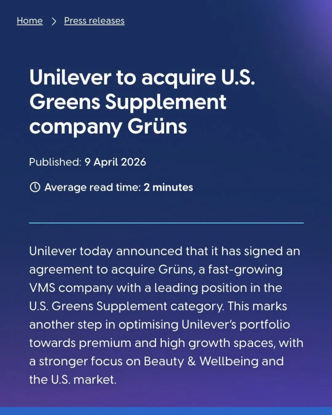 Unilever basın açıklaması