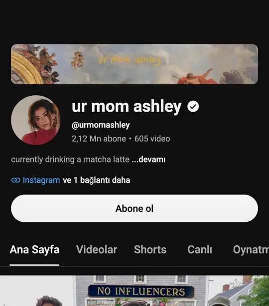 ur mom ashley YouTube kanalı: 2,12 Mn abone, 605 video, bio: currently drinking a matcha latte