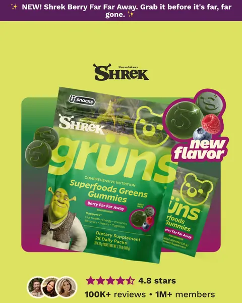 Grüns Shrek ortaklı yeni tat sayfası: NEW! Shrek Berry Far Far Away şeridi, Grüns paketi, 4.8 yıldız, Green Looks Good On You