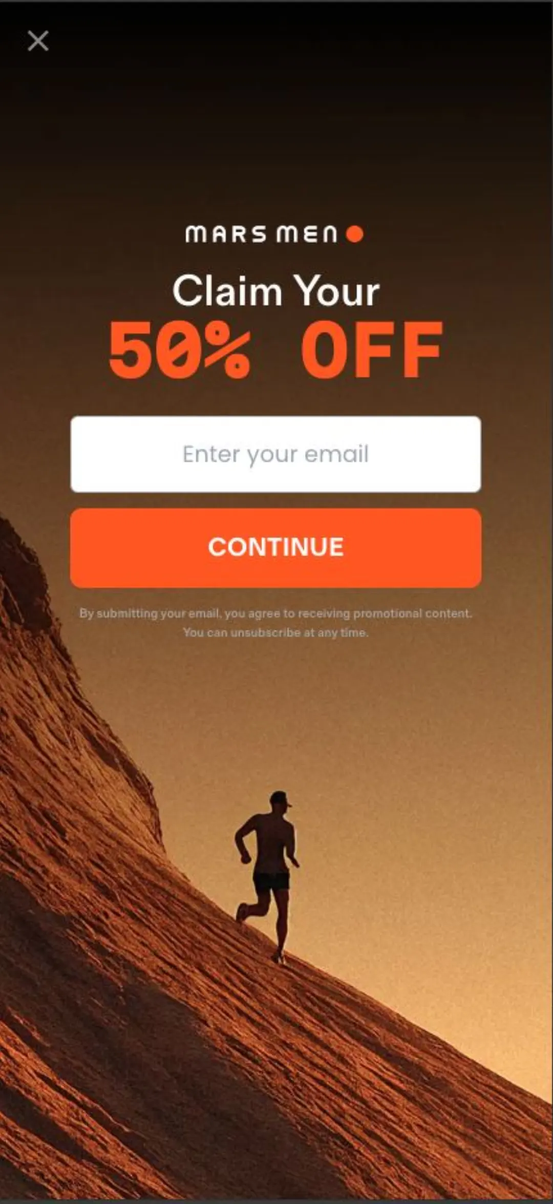 Mars Men opt-in / quiz ekranı