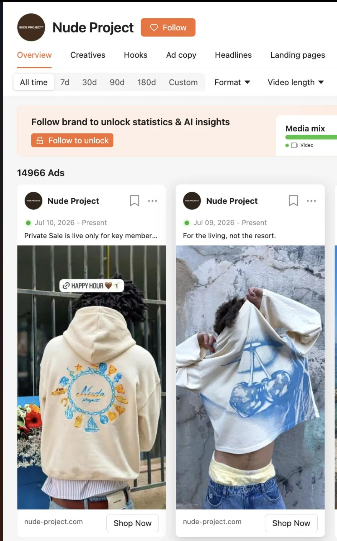 Nude Project reklam kütüphanesi