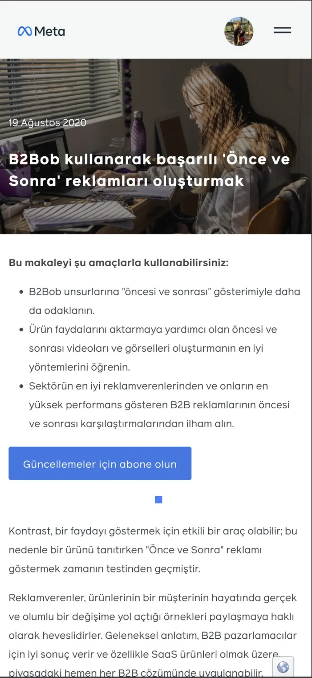 Meta'nın before/after reklam rehberi